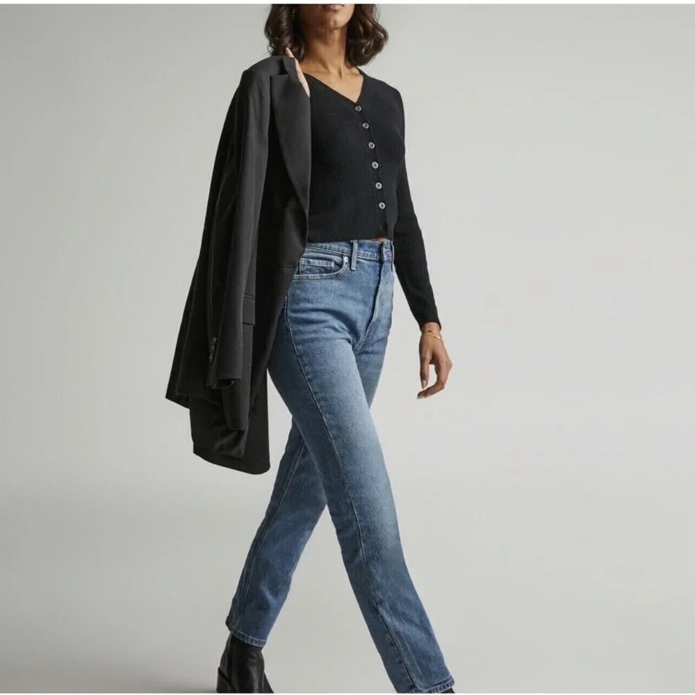 Everlane Jeans Original Cheeky High Rise Blue Denim Straight